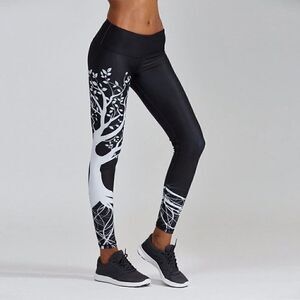 FULL LENGTH TREE PRINT LEGGINGS YOGA WORKOUT PANTS